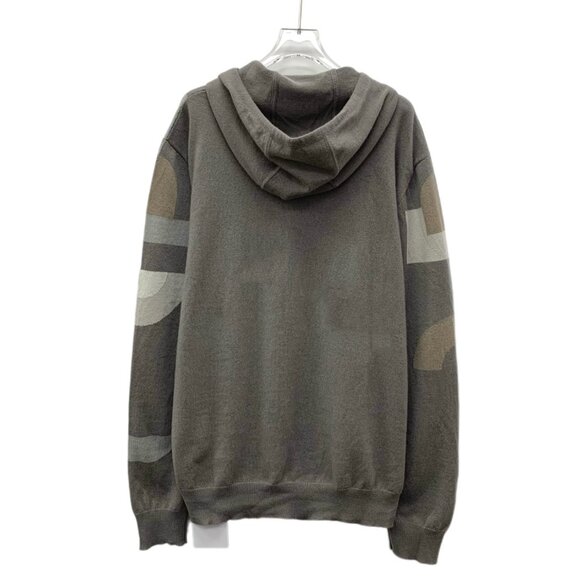 IM0278 Hermes Hermes color-blocked pig nose full-print cashmere hooded drawstrin - Picture 2 of 8